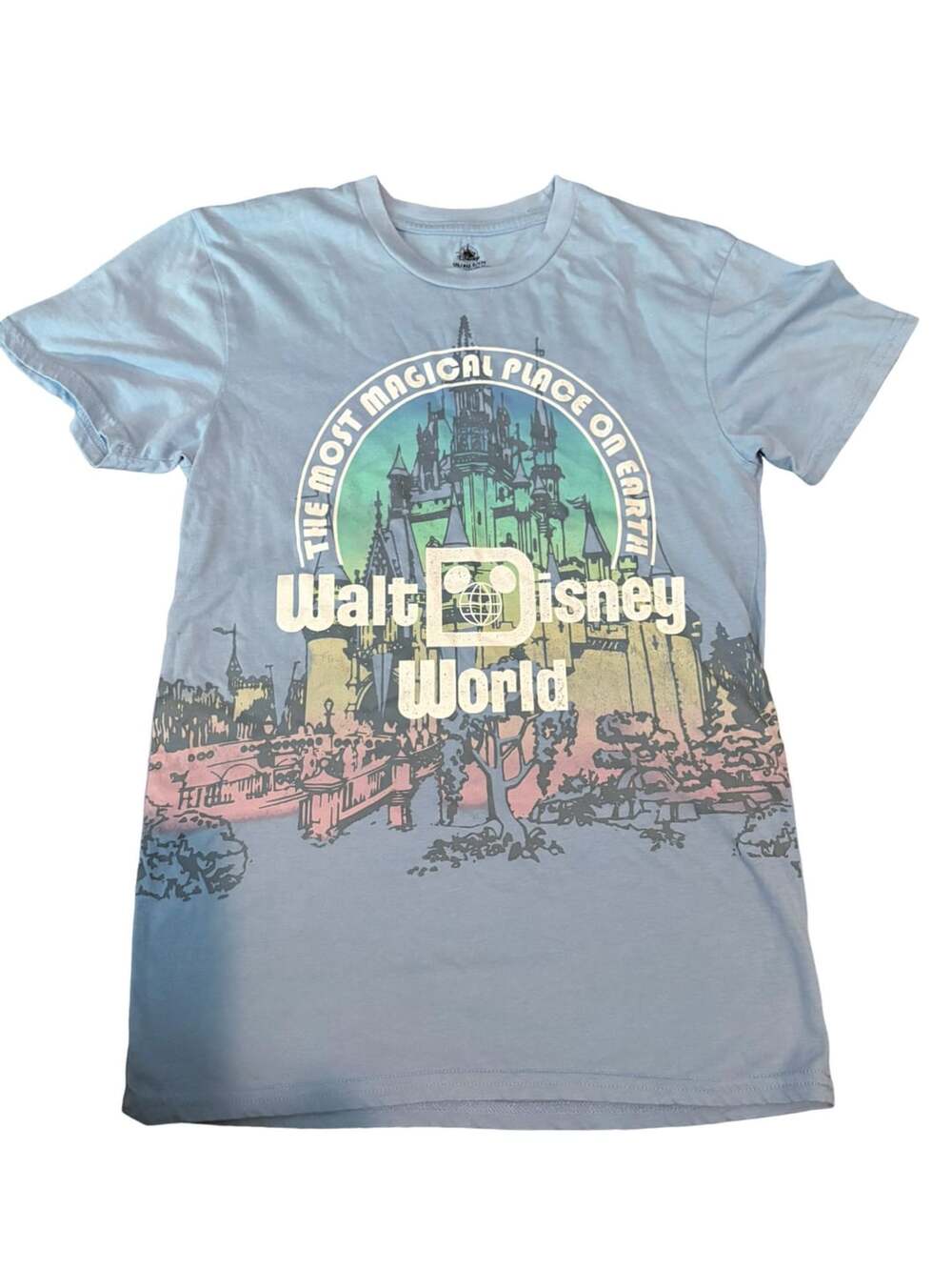 Disney Parks Walt Disney World T-Shirt Size S Blue Castle Graphic